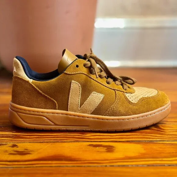 Veja V-10 Suede Sneakers in Camel Desert, Size W8/M6 - Picture 7 of 11
